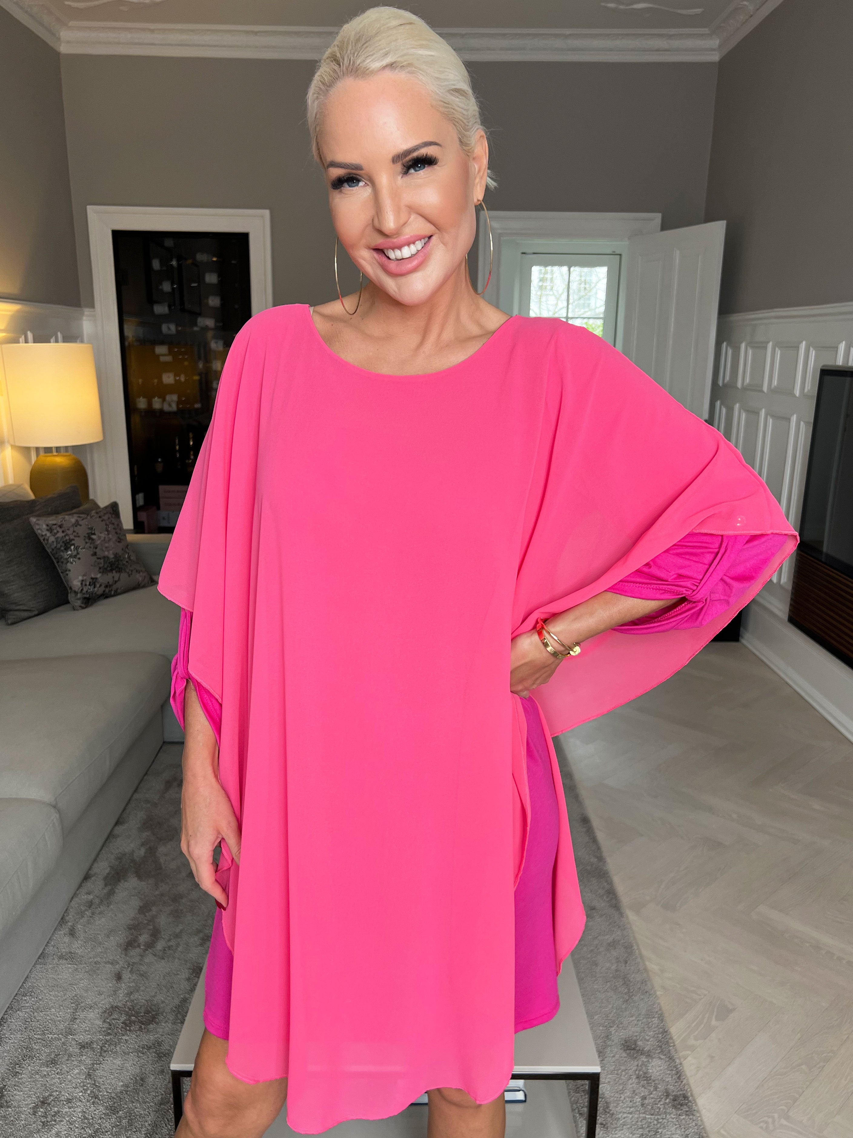 Kenya Long Sleeve - Tunikaklänning med chiffonglager